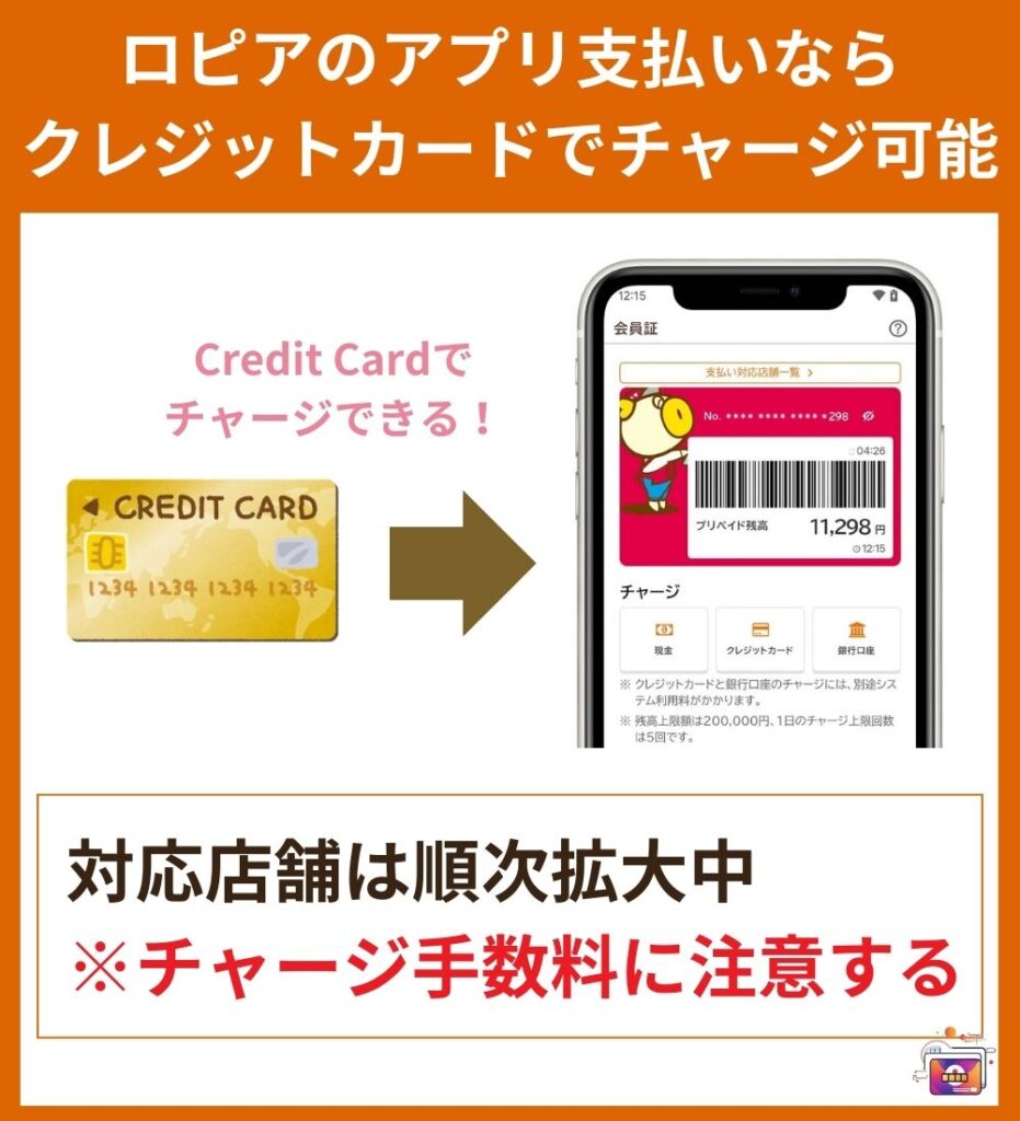 ロピアのアプリ支払いならクレジットカードでチャージ可能